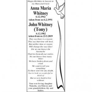 Anna Maria Whitney and John Whitney (Tony)